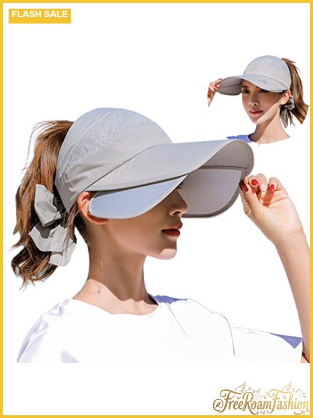 Wide Brim Visor Hat 100% Polyester Adjustable Sun Protection Golf Beach